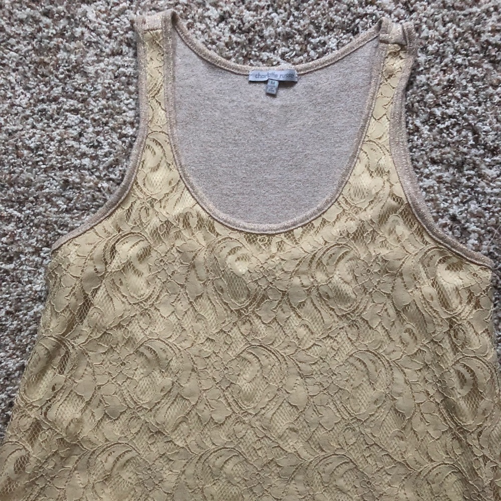 Tan floral tank top